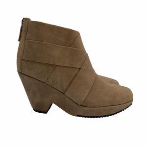 Eileen Fisher Tan Leather Dream Woven Ankle Boot 8